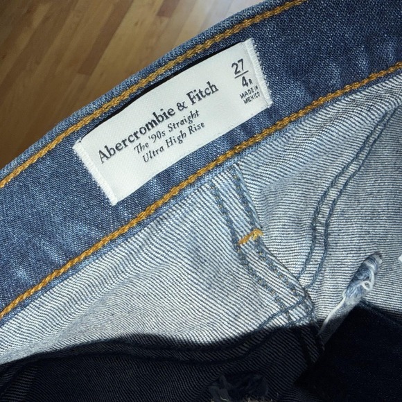 New Abercrombie & Fitch Jeans Womens 27 4R The 90s Straight High Rise Denim - Picture 3 of 11